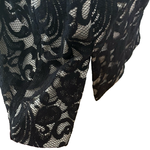 BLACK LACE DRESS MAGGY LONDON LINED BODYCON KNEE LENGTH COCKTAIL EUC 8 - Picture 9 of 10